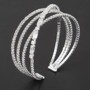 Multi Crystal Laced Cuff Bracelet